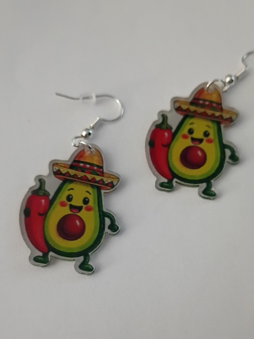 Playful Avocado & Chili Dangle Earrings - Yellow, Green, Red